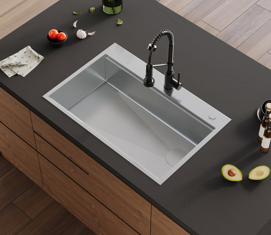 RWS-33" Workstation Single Basin Stainless Steel Kitchen Sink