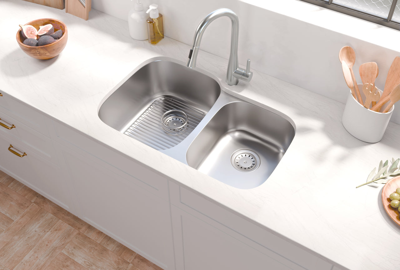 C-6040 Offset Double Bowl (60/40 Large bowl on Left) Stainless Steel Kitchen Sink